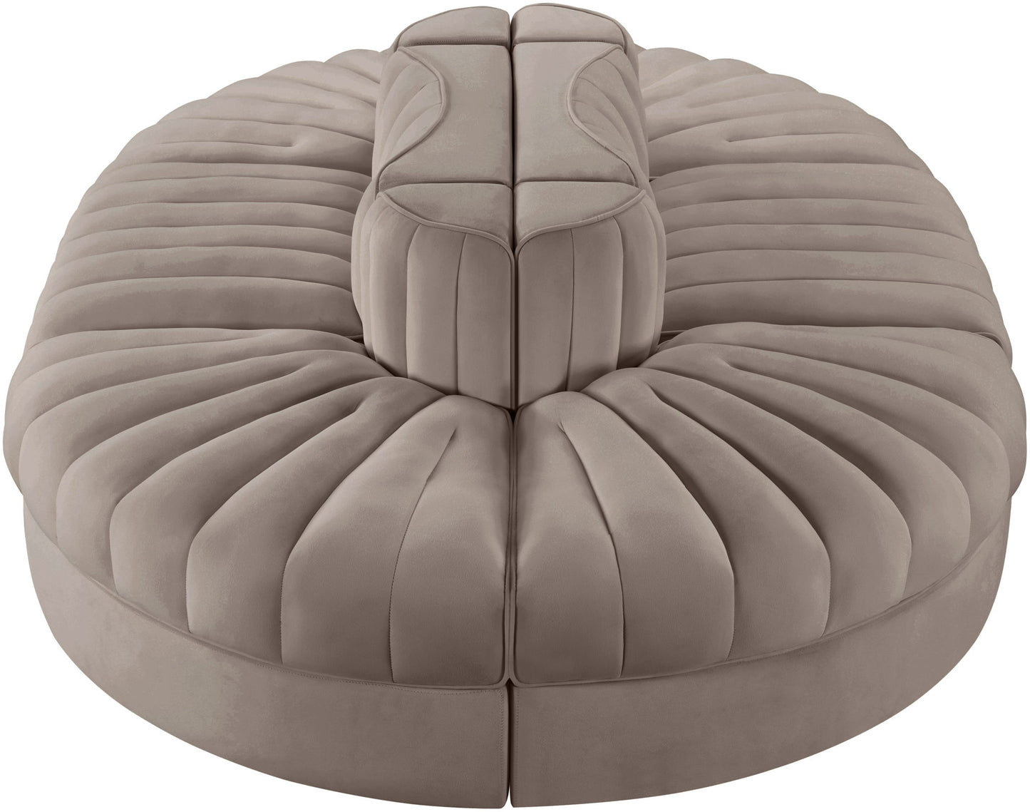 Rummi - Oval Velvet Performance Fabric Upholstered 6 Piece Modular Sectional