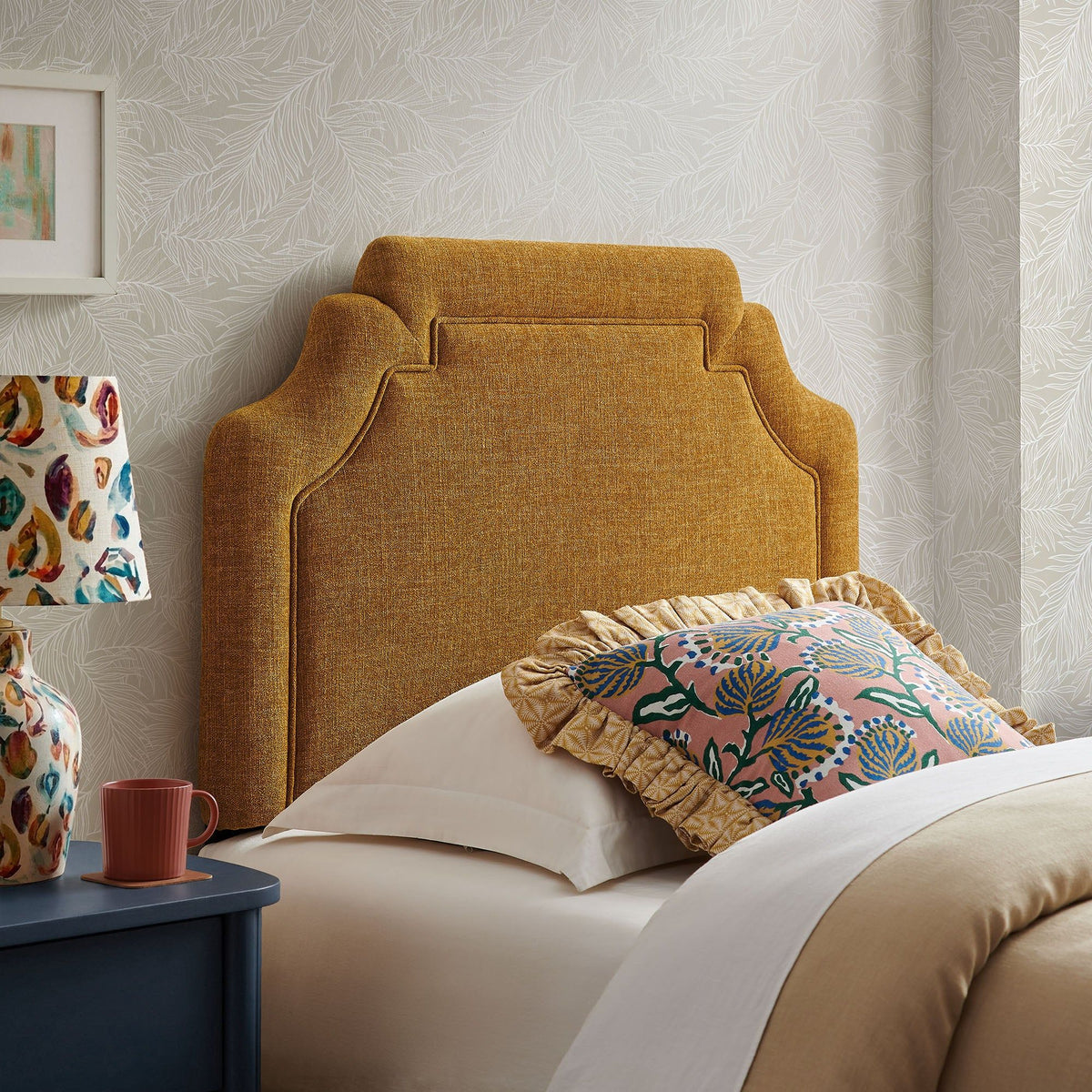 Magnolia Upholstered Fabric Headboard - Twin, Copper