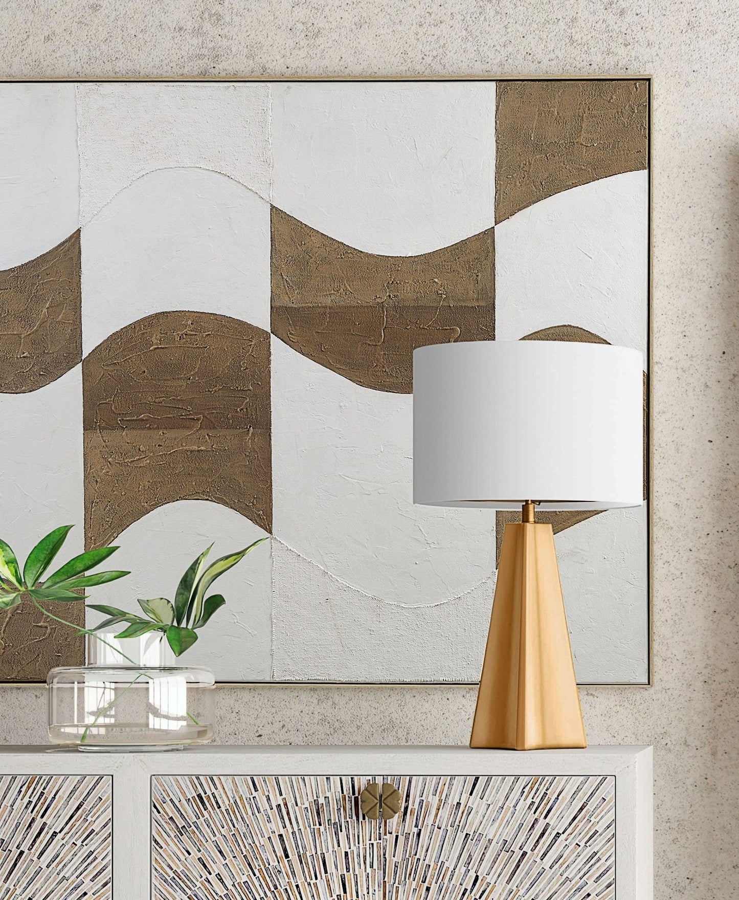 River City Framed Canvas - Dark Brown / White