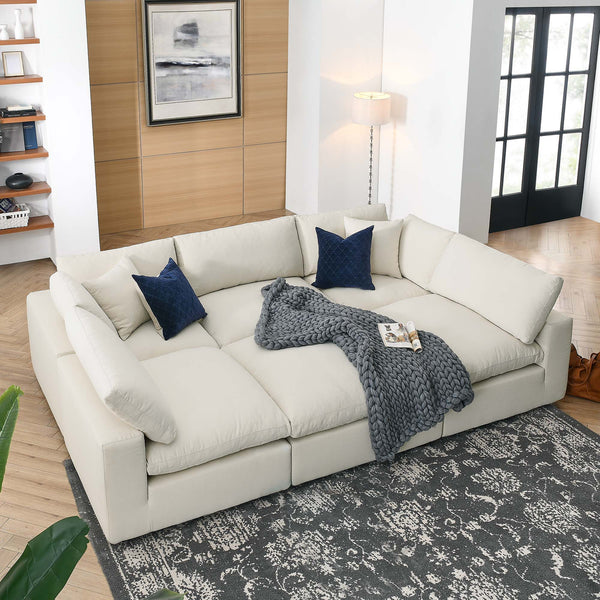 Commix 6-Piece Down Filled Overstuffed Sectional Sofa - Light Beige