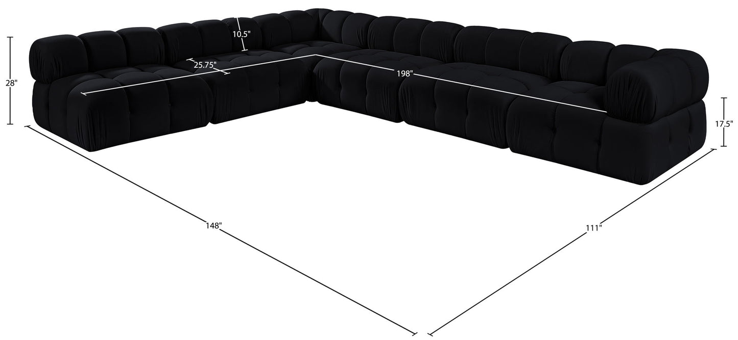 Orin - Velvet 6 Piece Modular L-Shaped Sectional