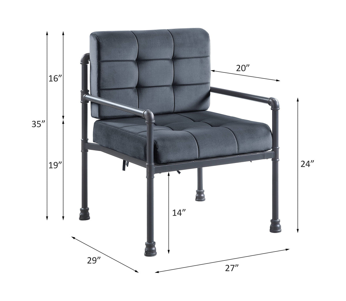Brantley - Accent Chair - Gray Velvet & Sandy Gray