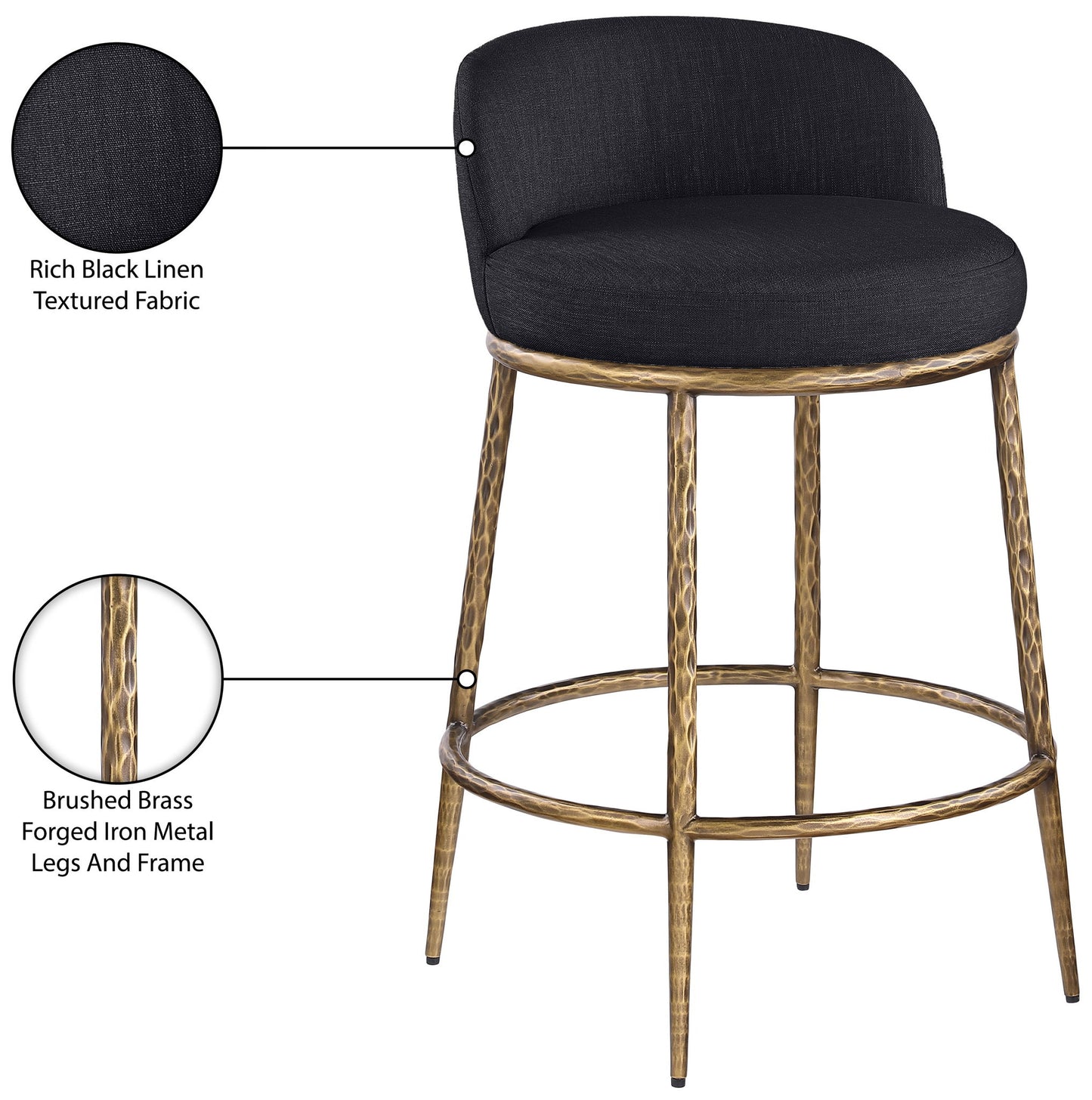 Ferro - Upholstered Counter Stool With Brushed Gold Base