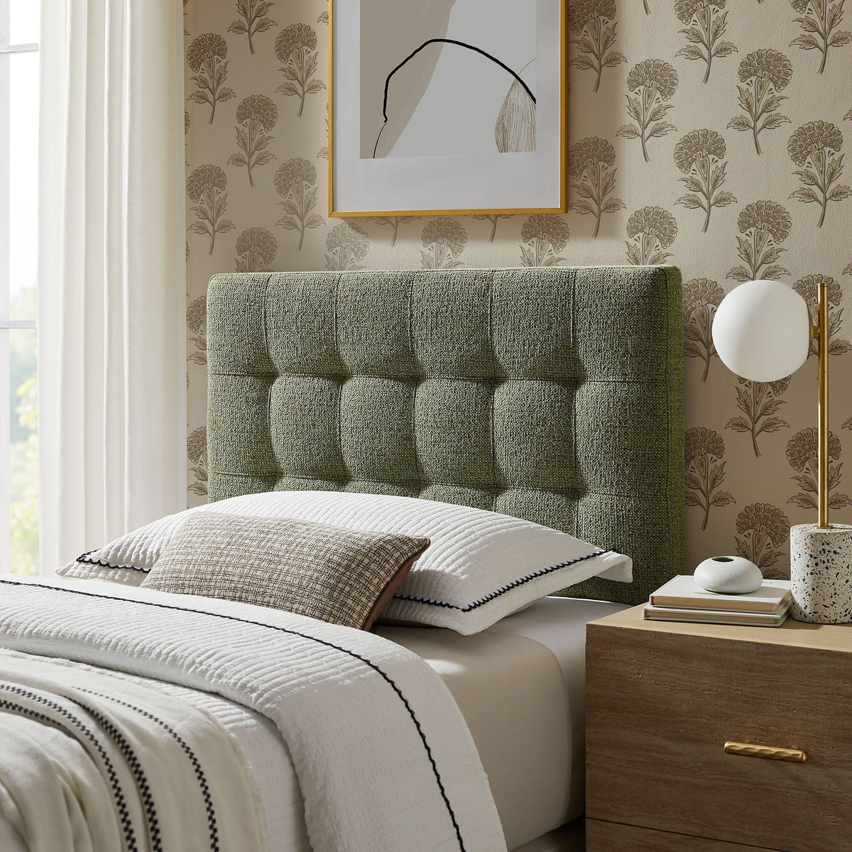 Lily Upholstered Fabric Headboard - Twin, Leaf