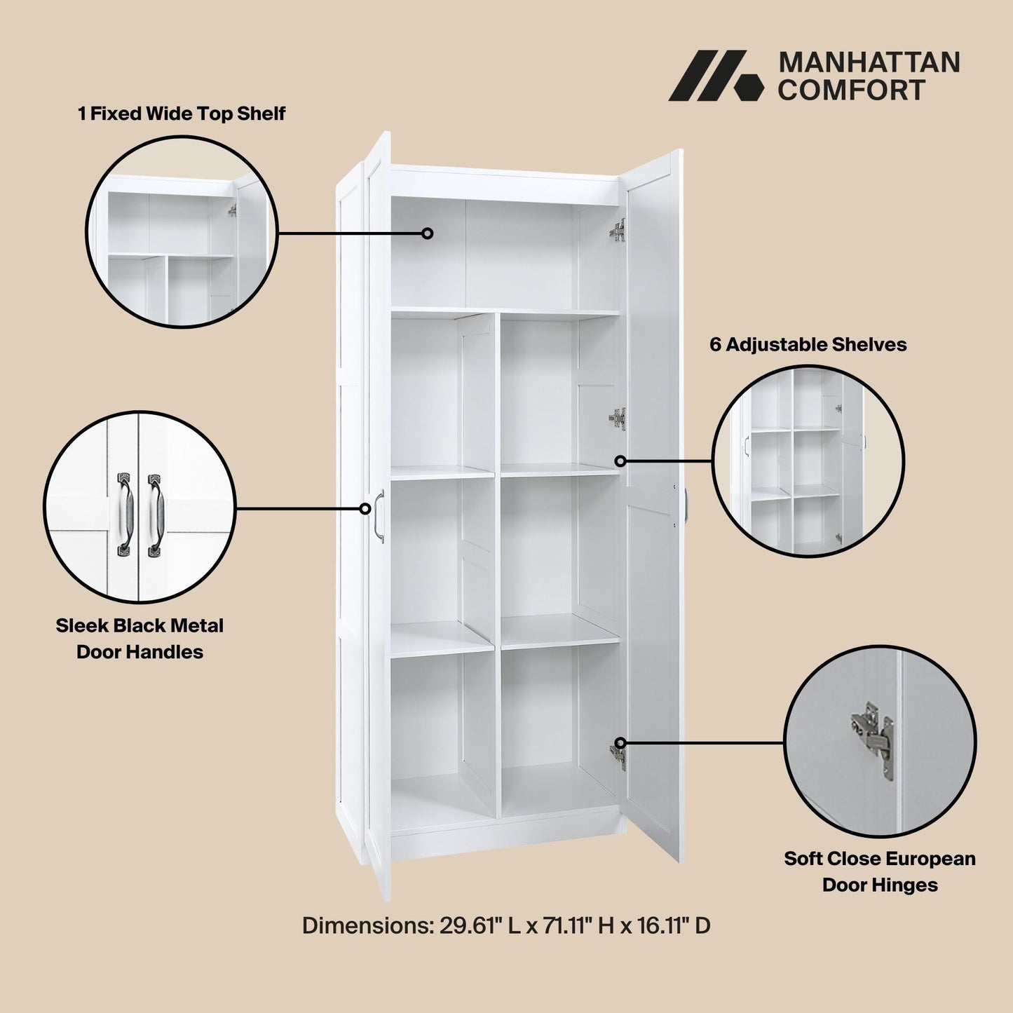 Manhattan Cornelia - Storage Cabinet With 7 Shelves