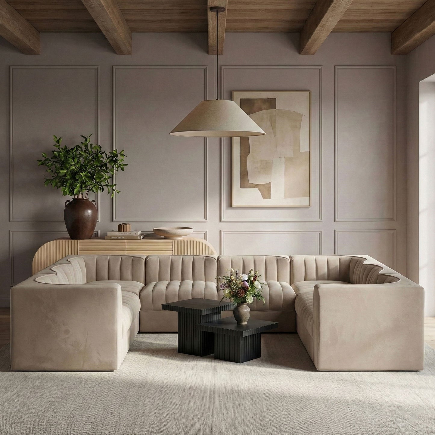 Rummi - Velvet Performance Fabric Upholstered Modular Sectional