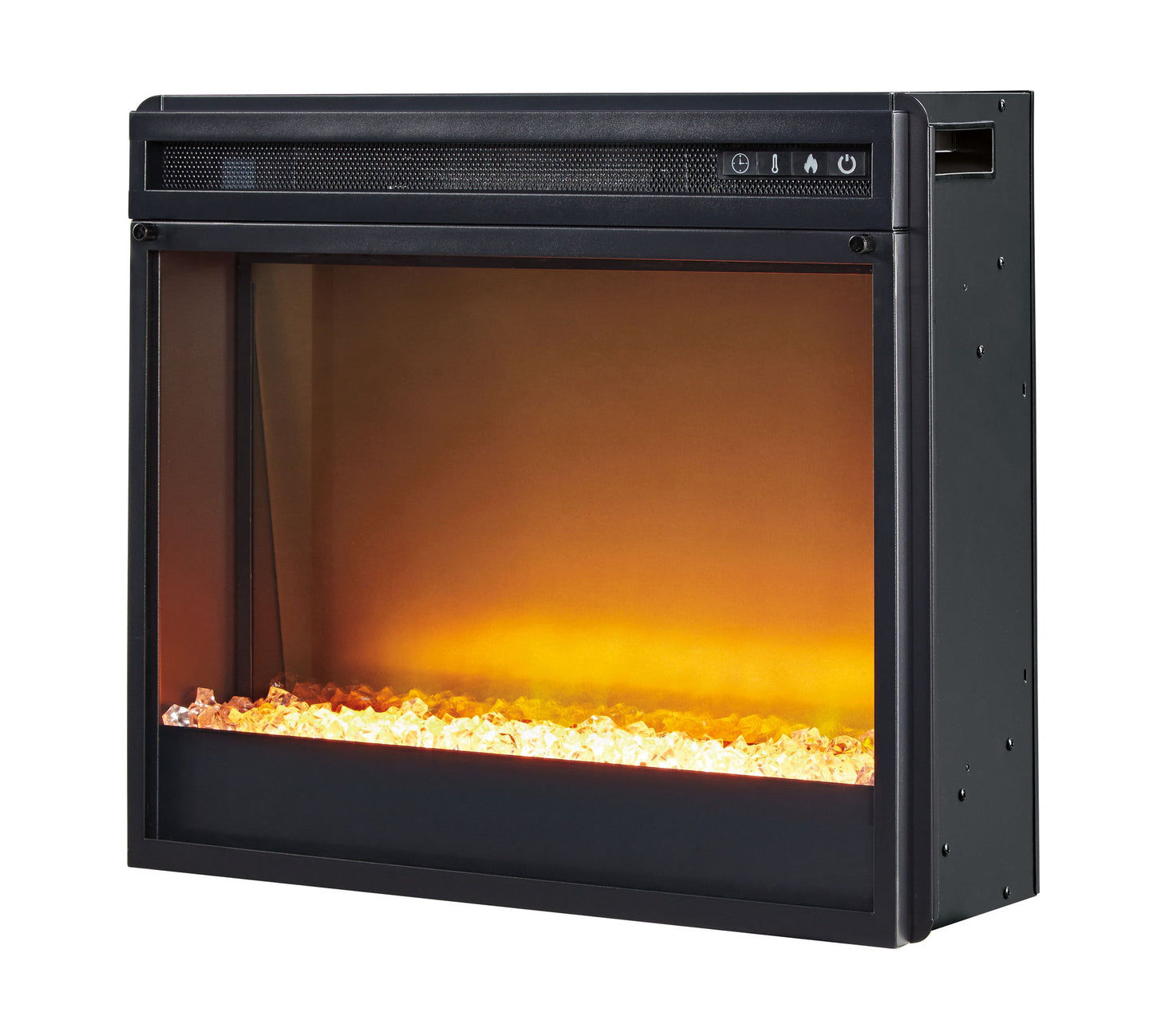 Entertainment Accessories - Fireplace Insert Glass/Stone - Black