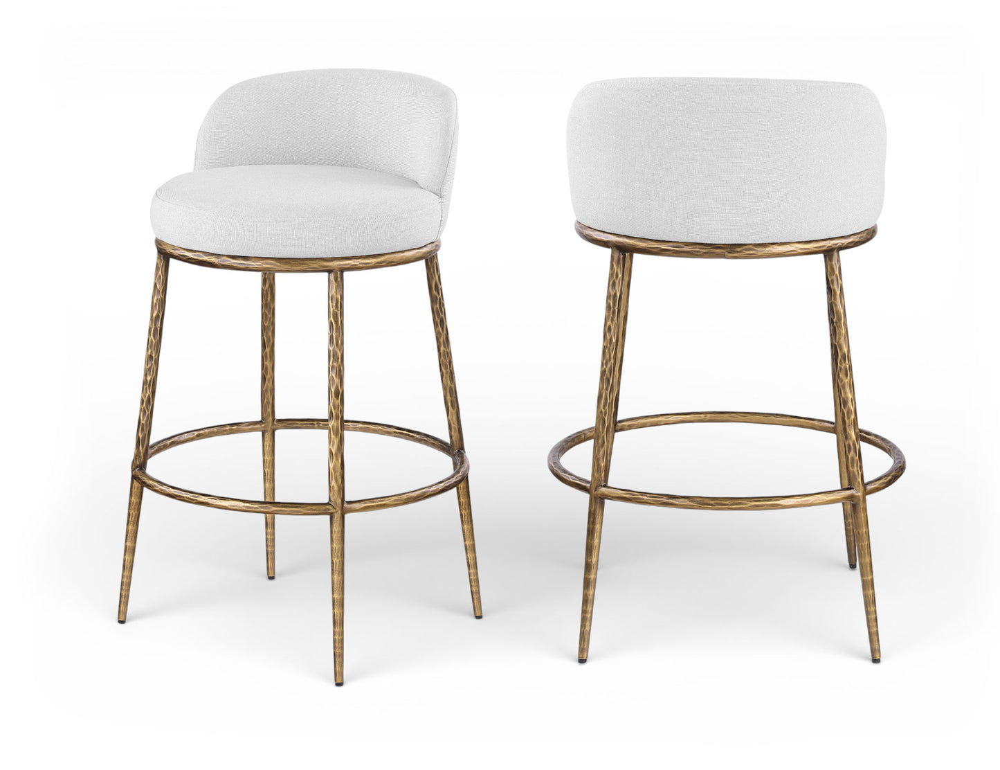 Ferro - Performance Fabric Upholstered Bar Stool - Antique Brass