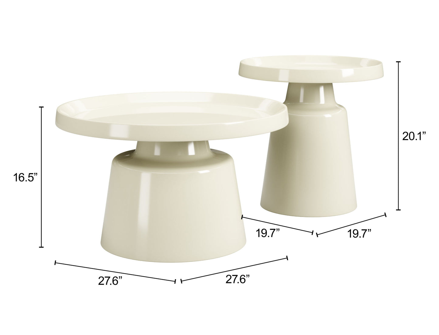 Beurre - Coffee Table Set - White / Ivory