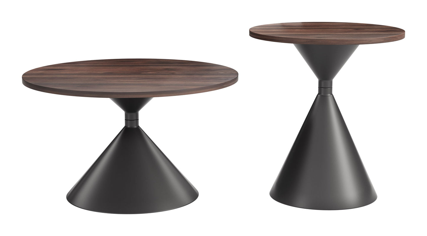 Rosk - Coffee Table Set - Walnut / Black