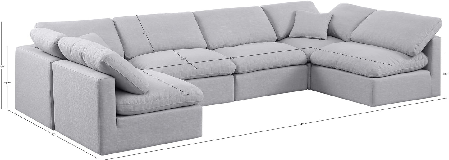 Indulge - Linen 6 Piece Modular U-Shaped Sectional