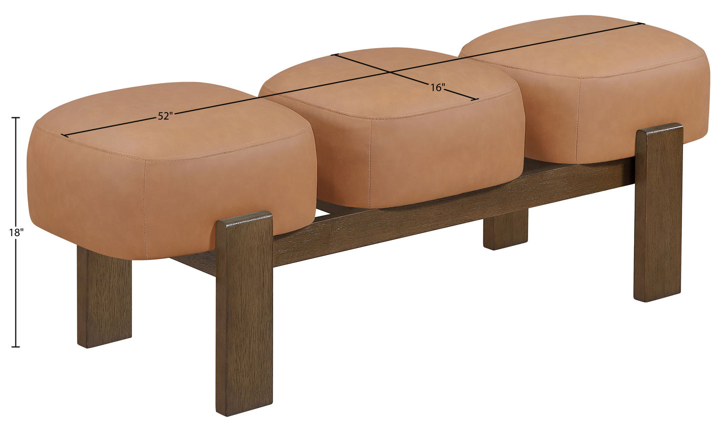 Woodcrest - Vegan Leather Upholstered Bench - Painted Brown Walnut Base