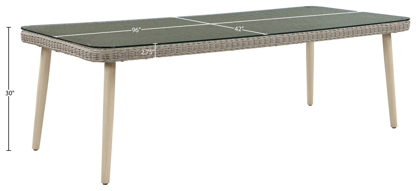 Seacrest - Tempered Glass Top And Wicker Outdoor Patio Dining Table