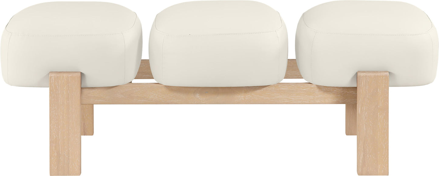 Woodcrest - Vegan Leather Upholstered Bench - Painted Natural Base