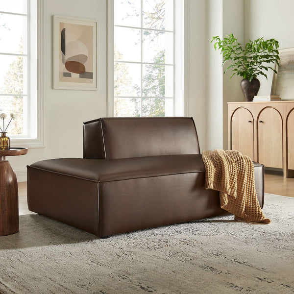 Restore Vegan Leather Left-Facing Armless Modular Chaise - Espresso