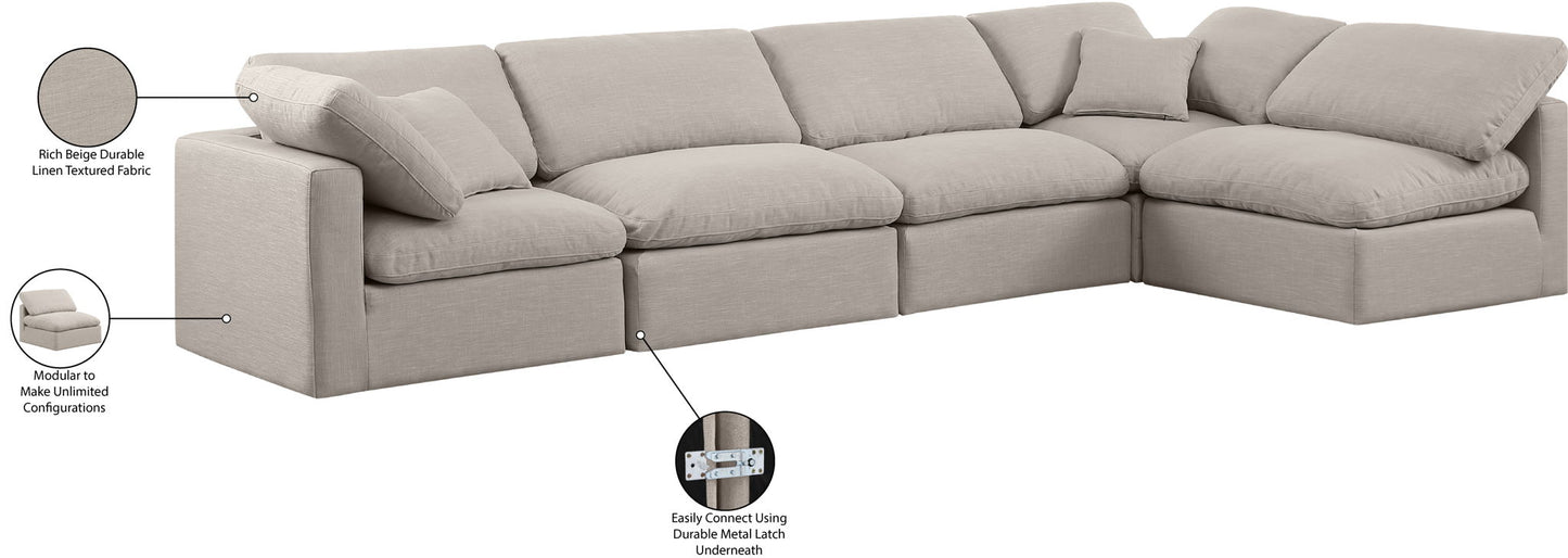 Indulge - Linen 5 Piece Modular Sectional