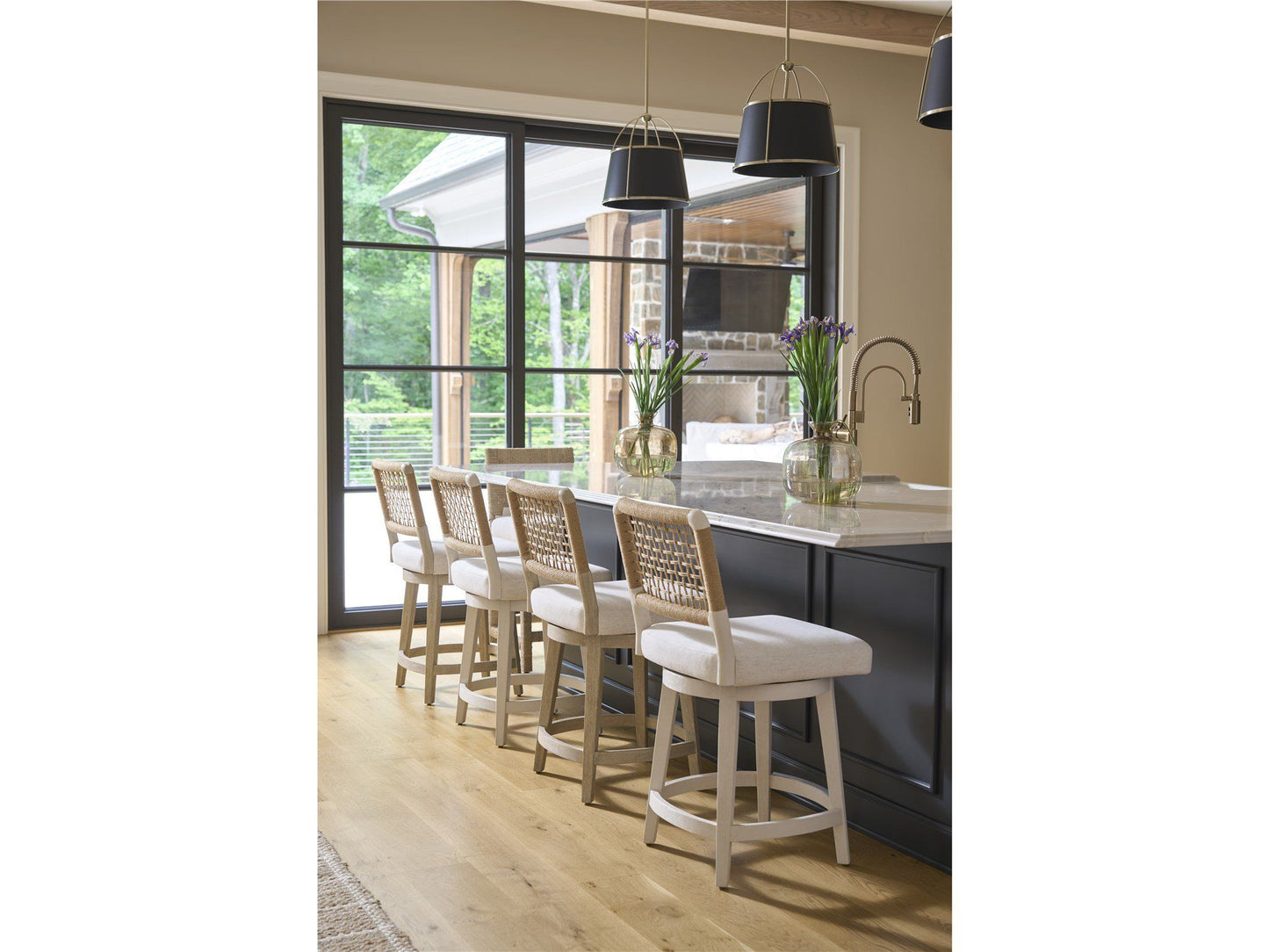 Oasis - Shoreline Swivel Counter Stool - White / Light Brown