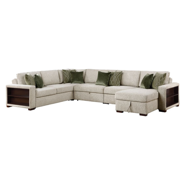 Isla 5-Piece Sectional with Reversible Chaise, Pull-out Bed, Hidden Storage and Click Motion Back