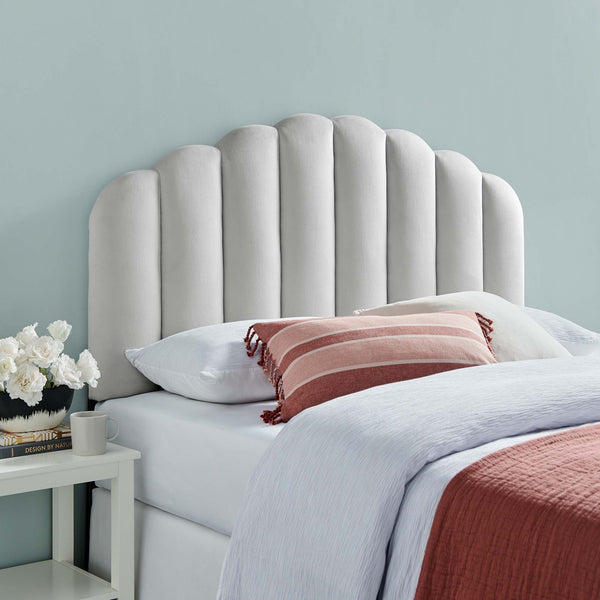 Veronique Performance Velvet Headboard - Full/Queen, Light Gray