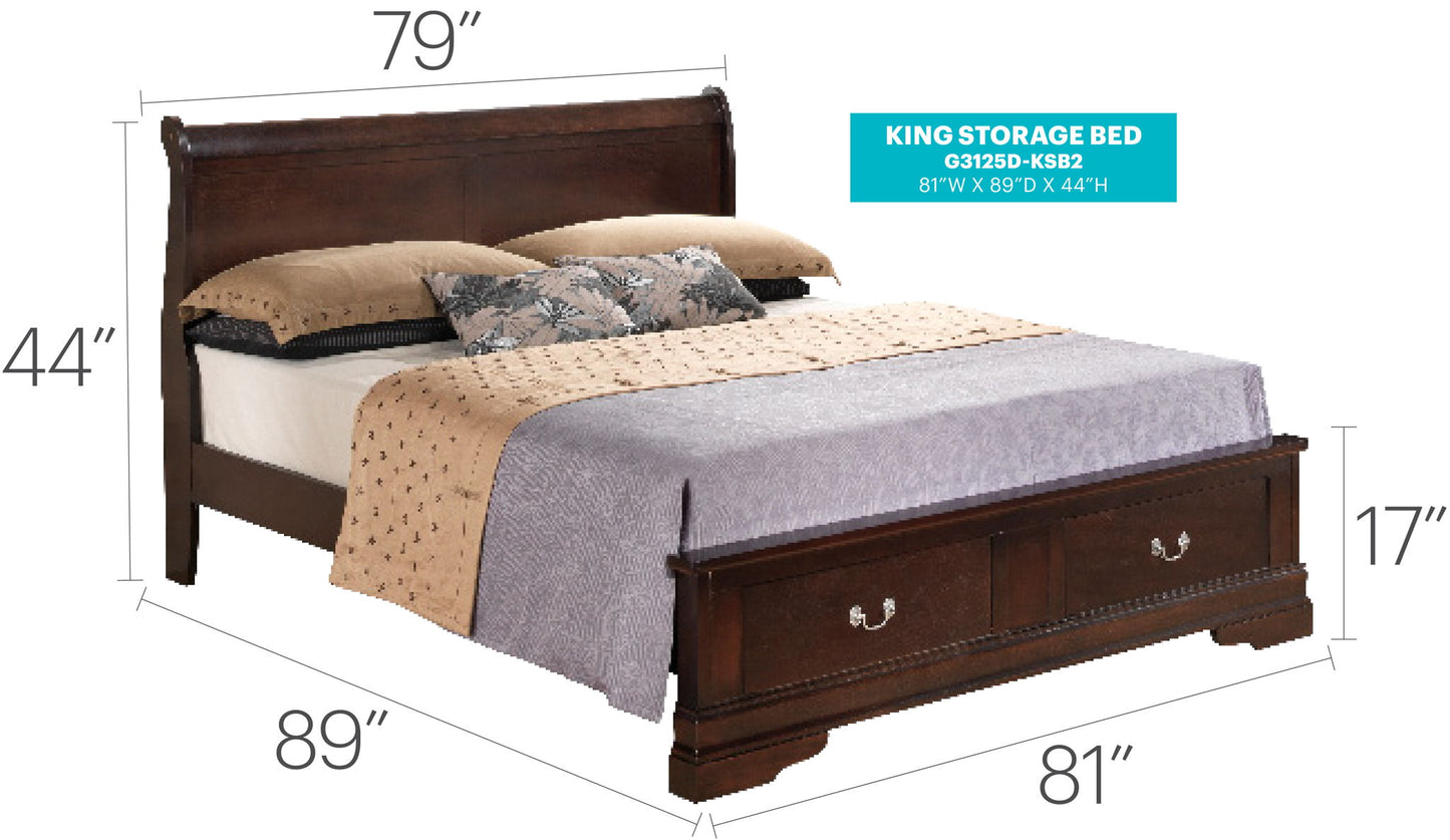 Glory Furniture - Louis Phillipe - Storage Bed