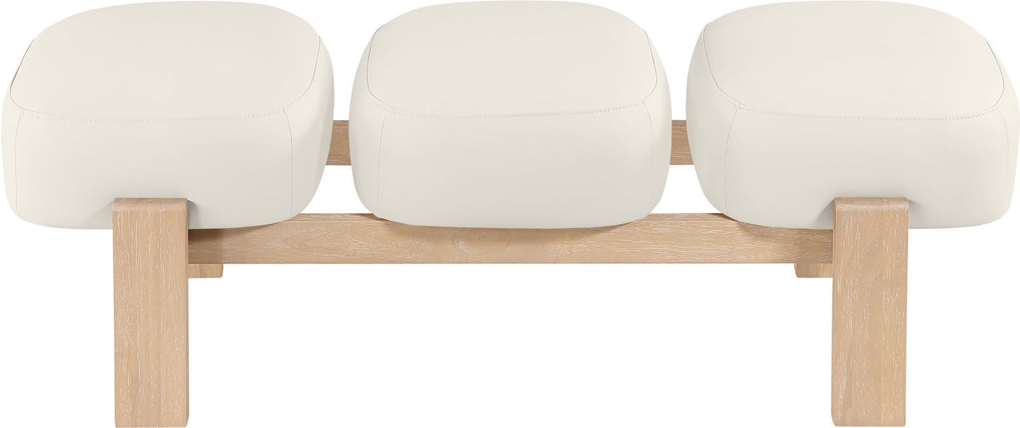 Woodcrest - Vegan Leather Upholstered Bench - Painted Natural Base