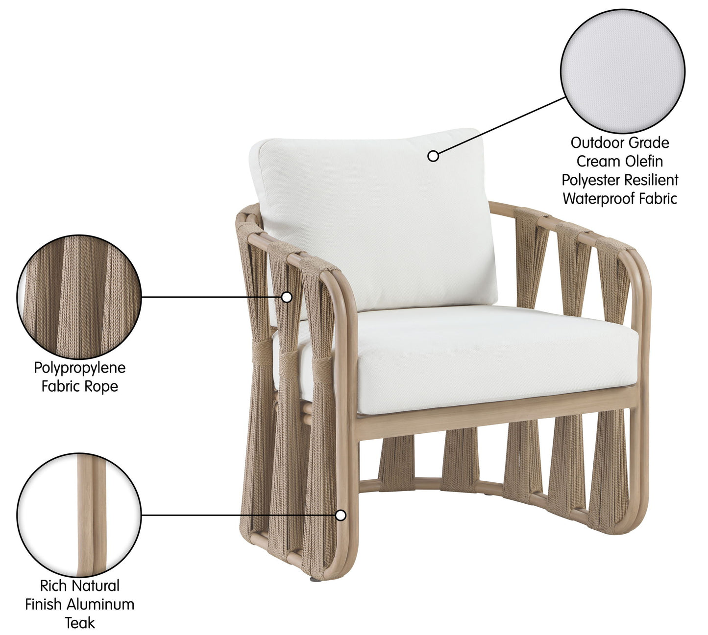 San Pietro - Resilient Waterproof Fabric Upholstered Outdoor Patio Chair
