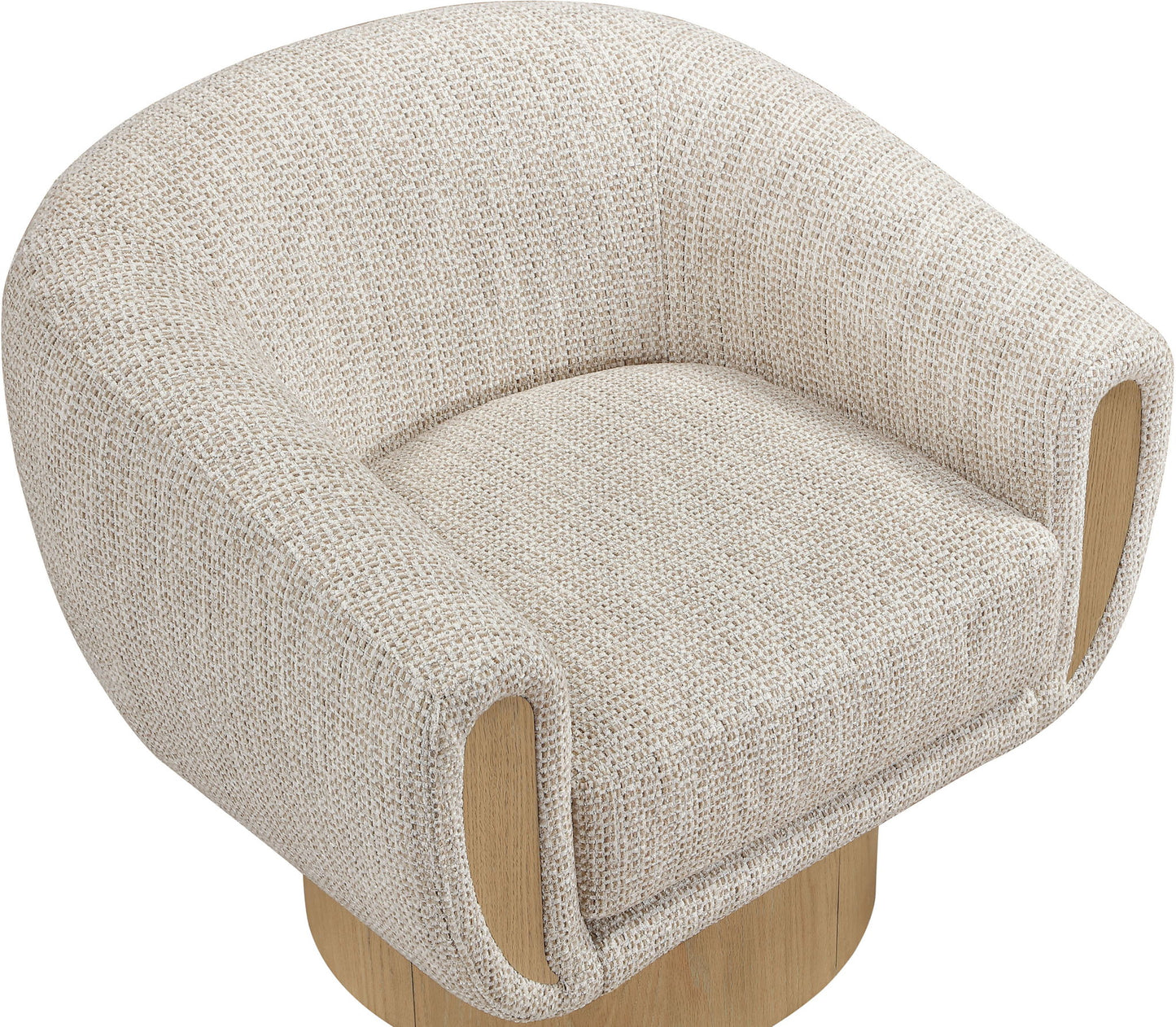 Avella - Interwoven Fabric Swivel Accent Chair - Light Brown Base