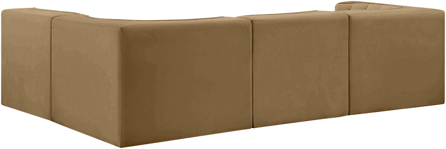 Rummi - Velvet Performance Fabric Upholstered 4 Piece Modular Sectional