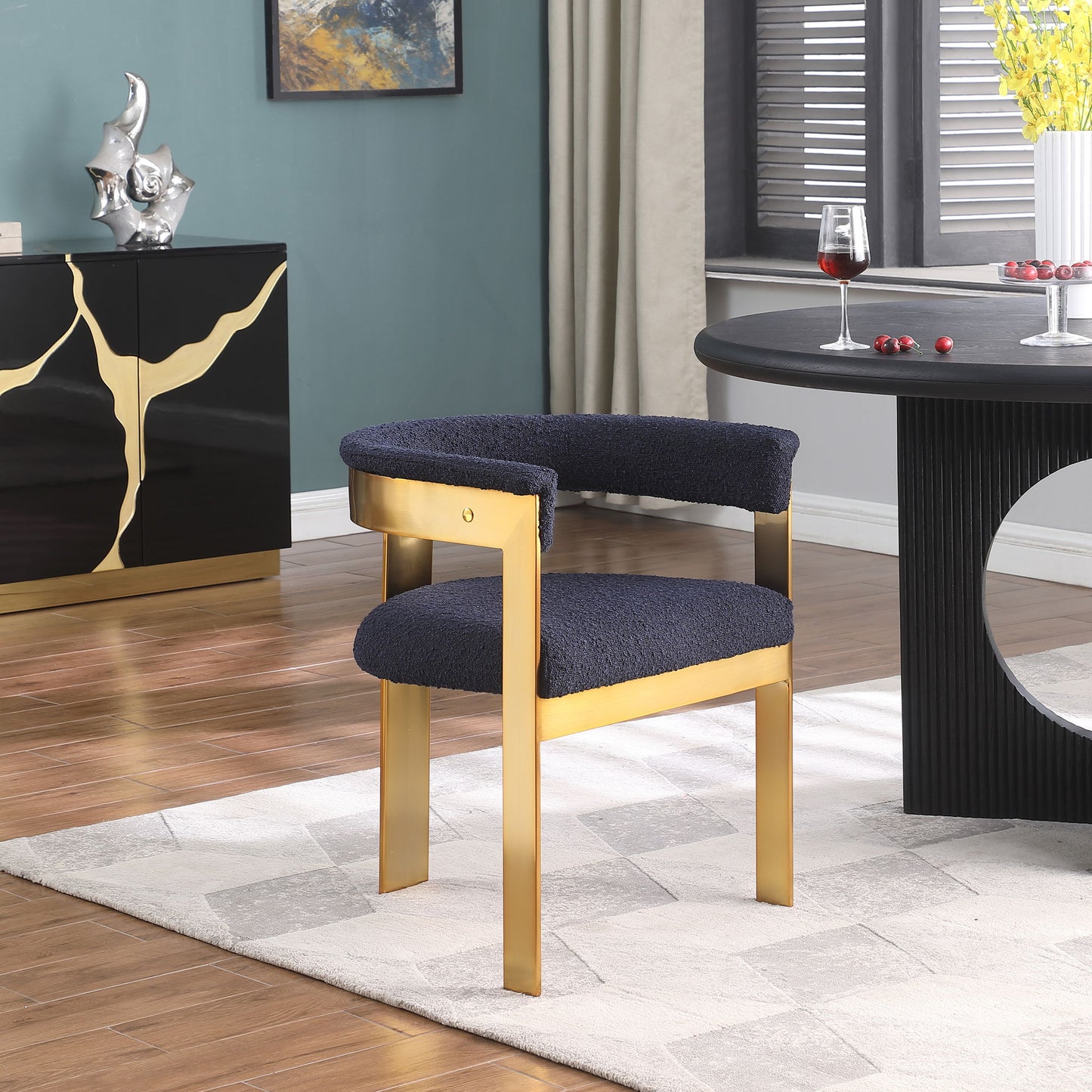 Romeo - Boucle Dining Chair With Gold Base (Set of 2)