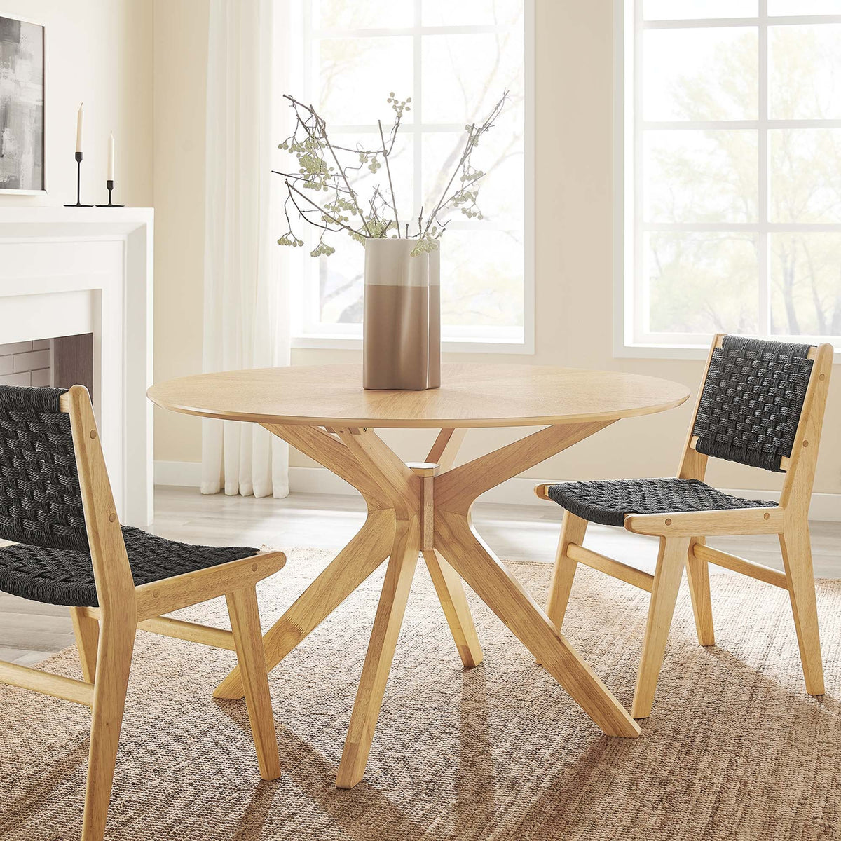 Crossroads 47" Round Wood Dining Table - Oak