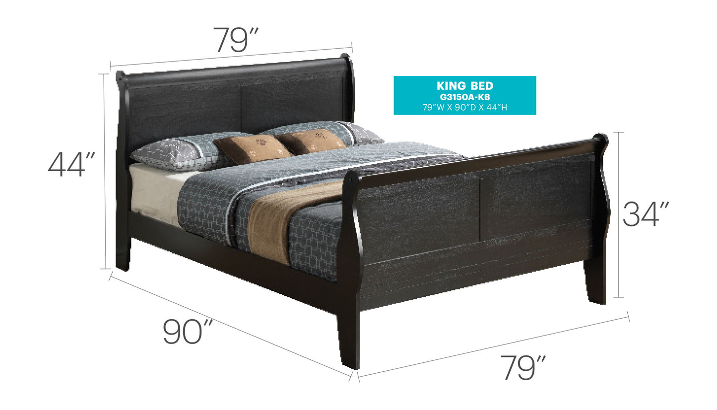 Glory Furniture - Louis Phillipe - Sleigh Bed