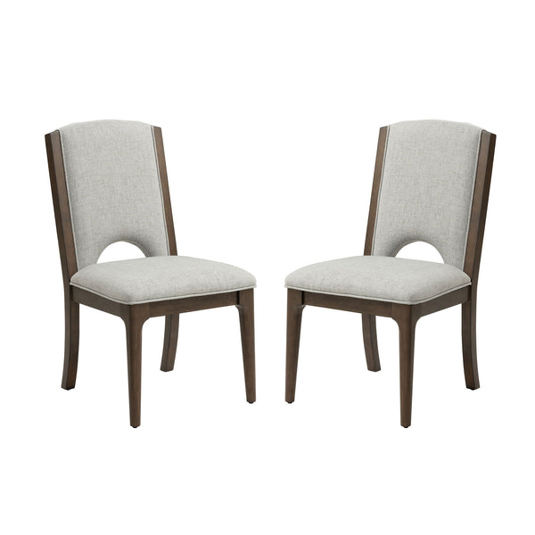 Athens - Upholstered Dining Chair (Set of 2) - Light Gray / Chocolate Brown