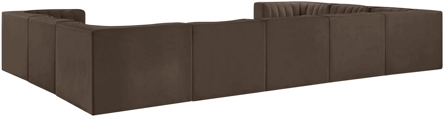 Rummi - Velvet Performance Fabric Upholstered 9 Piece Modular Sectional