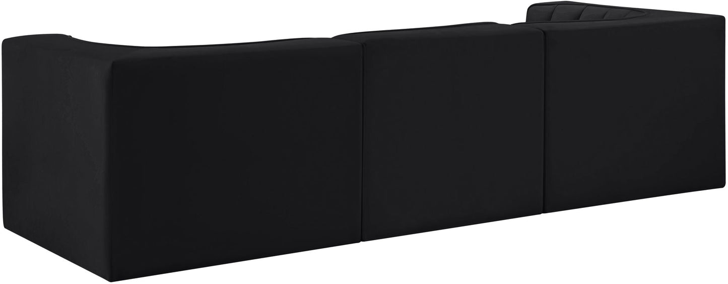 Rummi - Velvet Performance Fabric Upholstered 3 Piece Modular Sofa