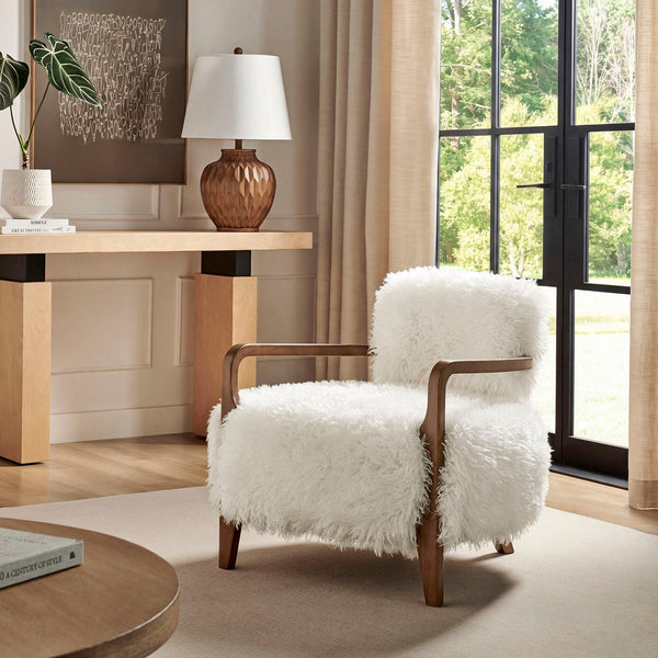 Zinnia Faux Fur Accent Chair - White