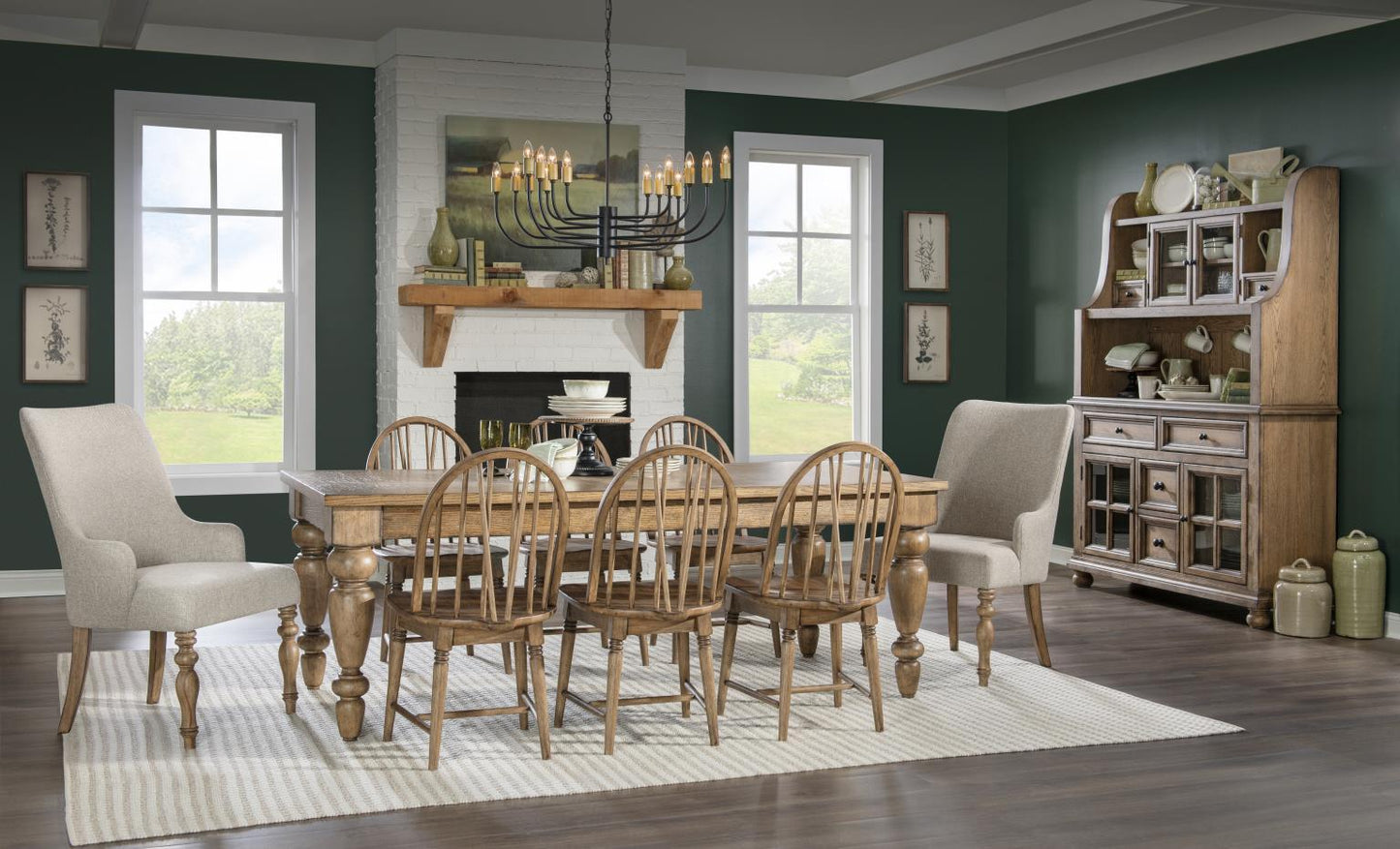 Vintage Market - Upholstered Arm Chair (Set of 2) - Barnwood Oak