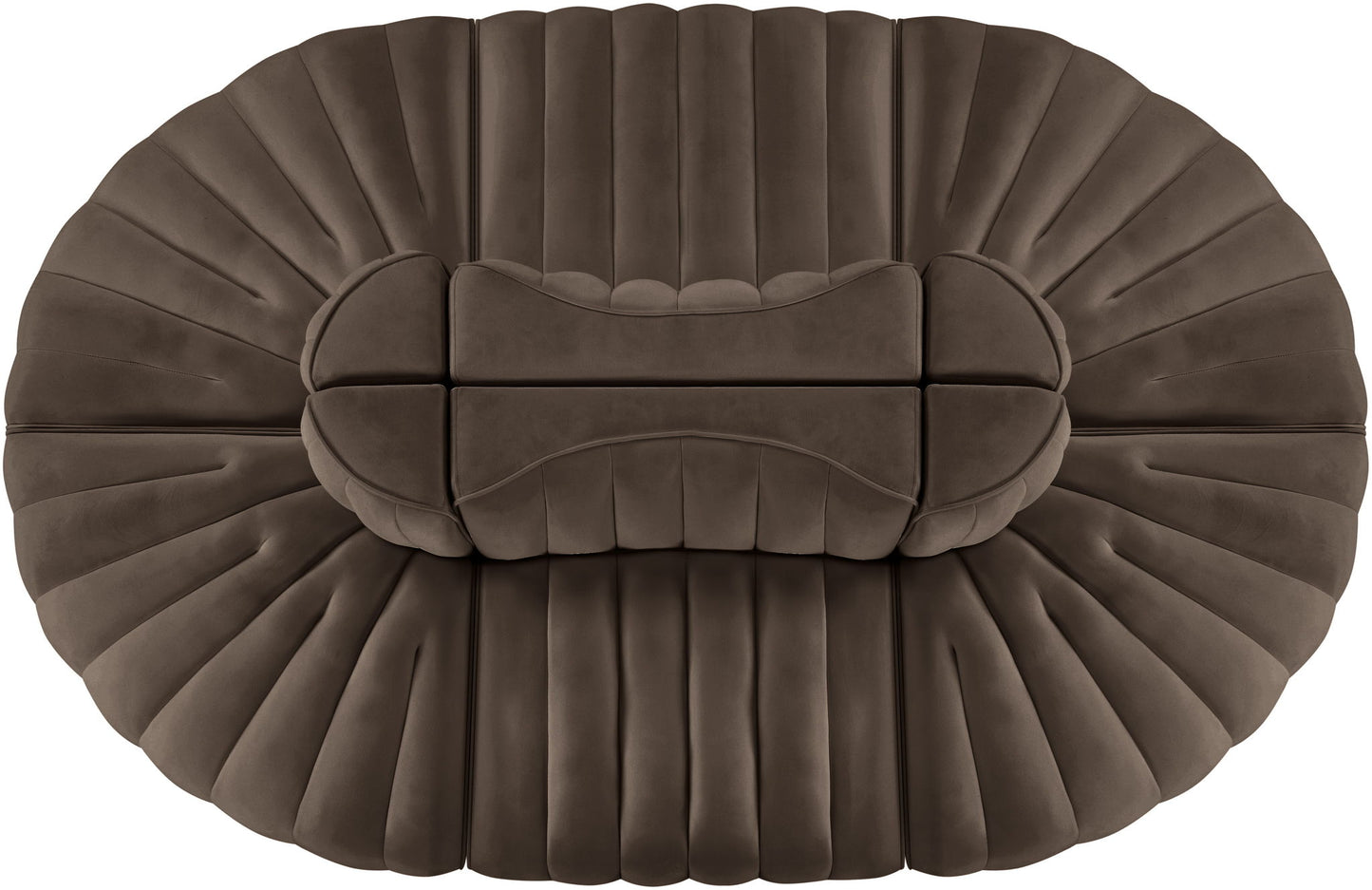 Rummi - Oval Velvet Performance Fabric Upholstered 6 Piece Modular Sectional
