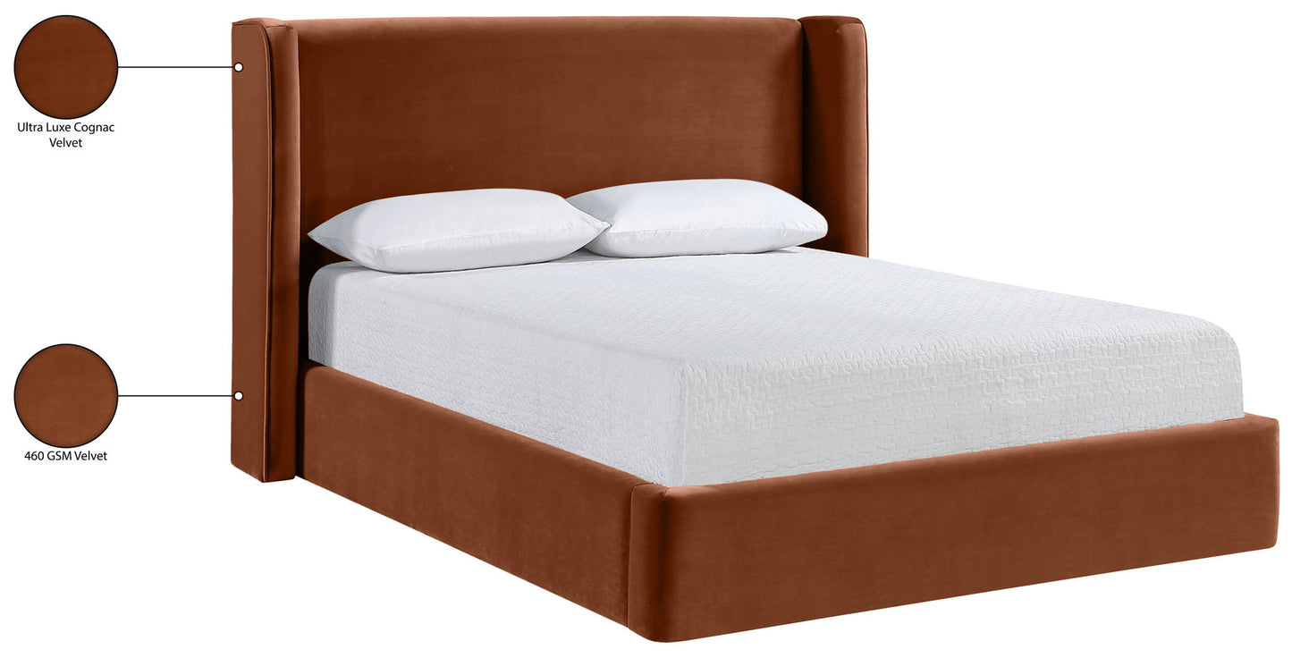 Kendall - Velvet Upholstered Bed - Cognac