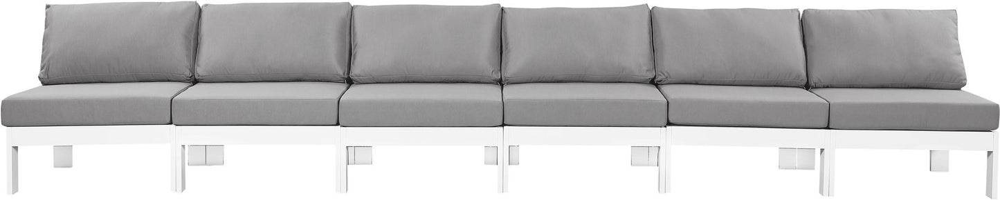 Nizuc - Outdoor Patio 6 Seat Armless Modular Sofa With White Frame