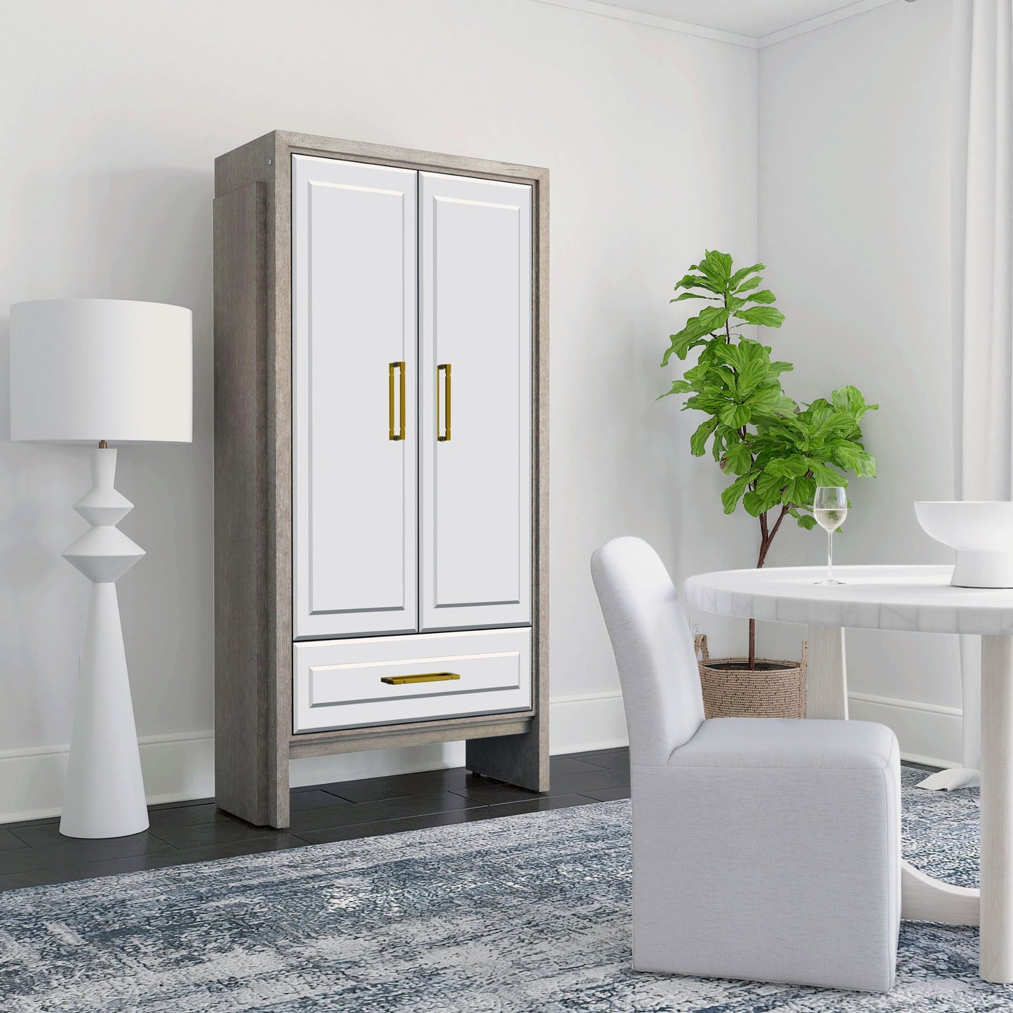 Lansing - Tall Bar Cabinet - Cerused Gray Oak