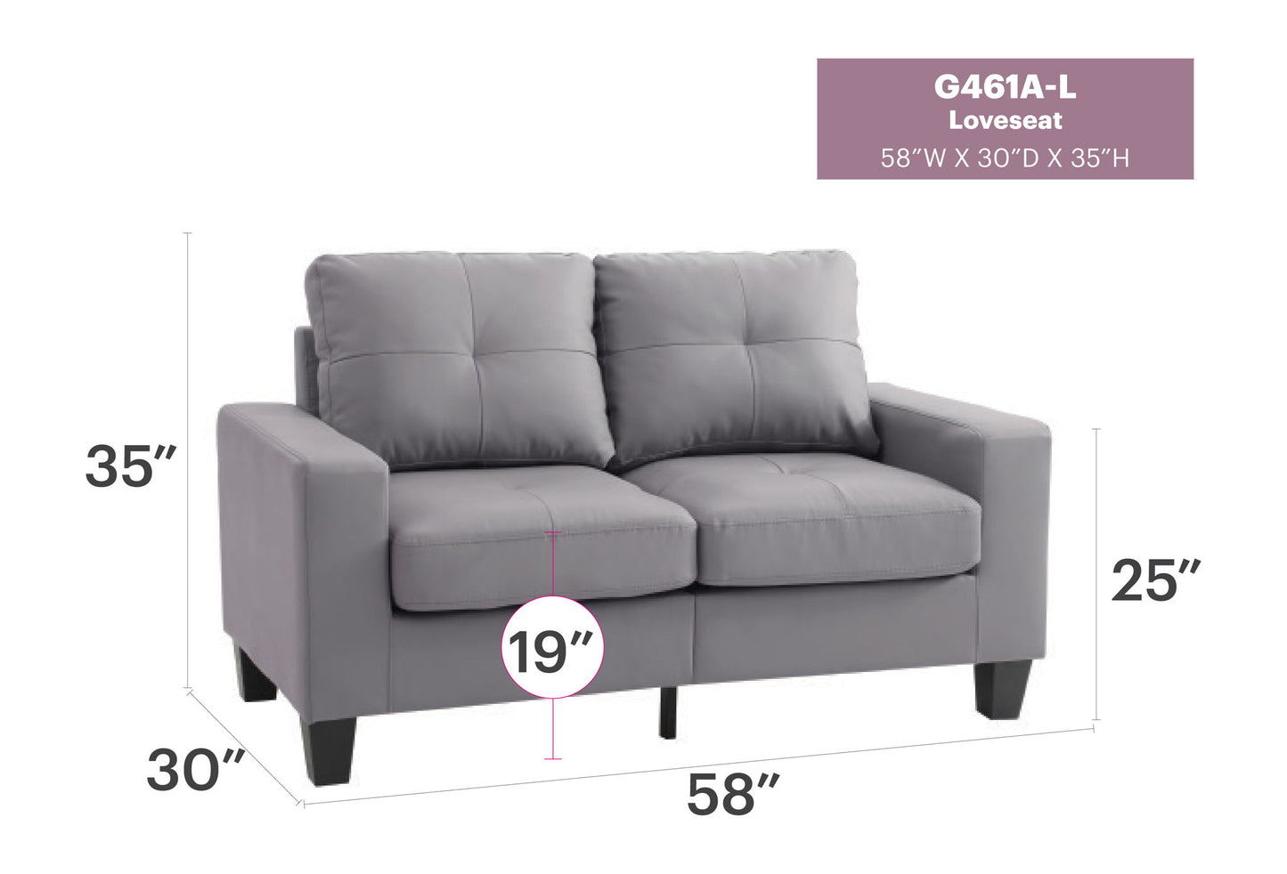 Glory Furniture - Newbury - 58" Modular Loveseat