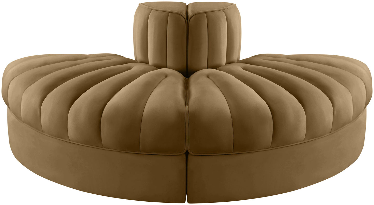 Rummi - Velvet Performance Fabric Upholstered 2 Piece  Rounded Modular Loveseat