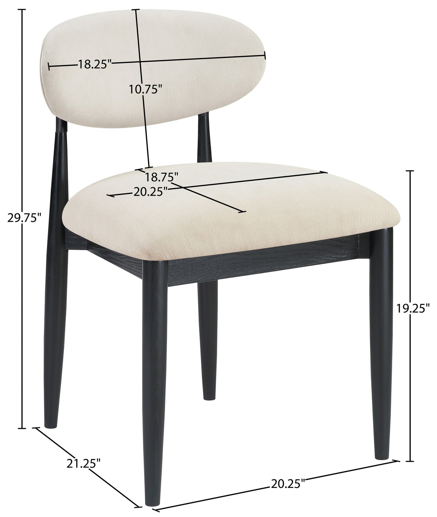 Riccio - Fabric Dining Side Chair (Set of 2) - Black Frame