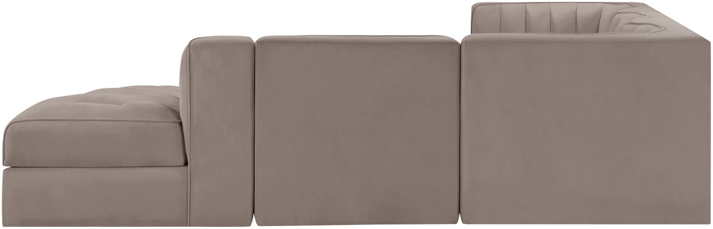 Rummi - Velvet Performance Fabric Upholstered 5 Piece Modular Sectional