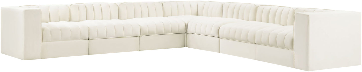 Rummi - Symmetrical Velvet Performance Fabric Upholstered 7 Piece Modular Sectional (With 3 Corner Chairs)