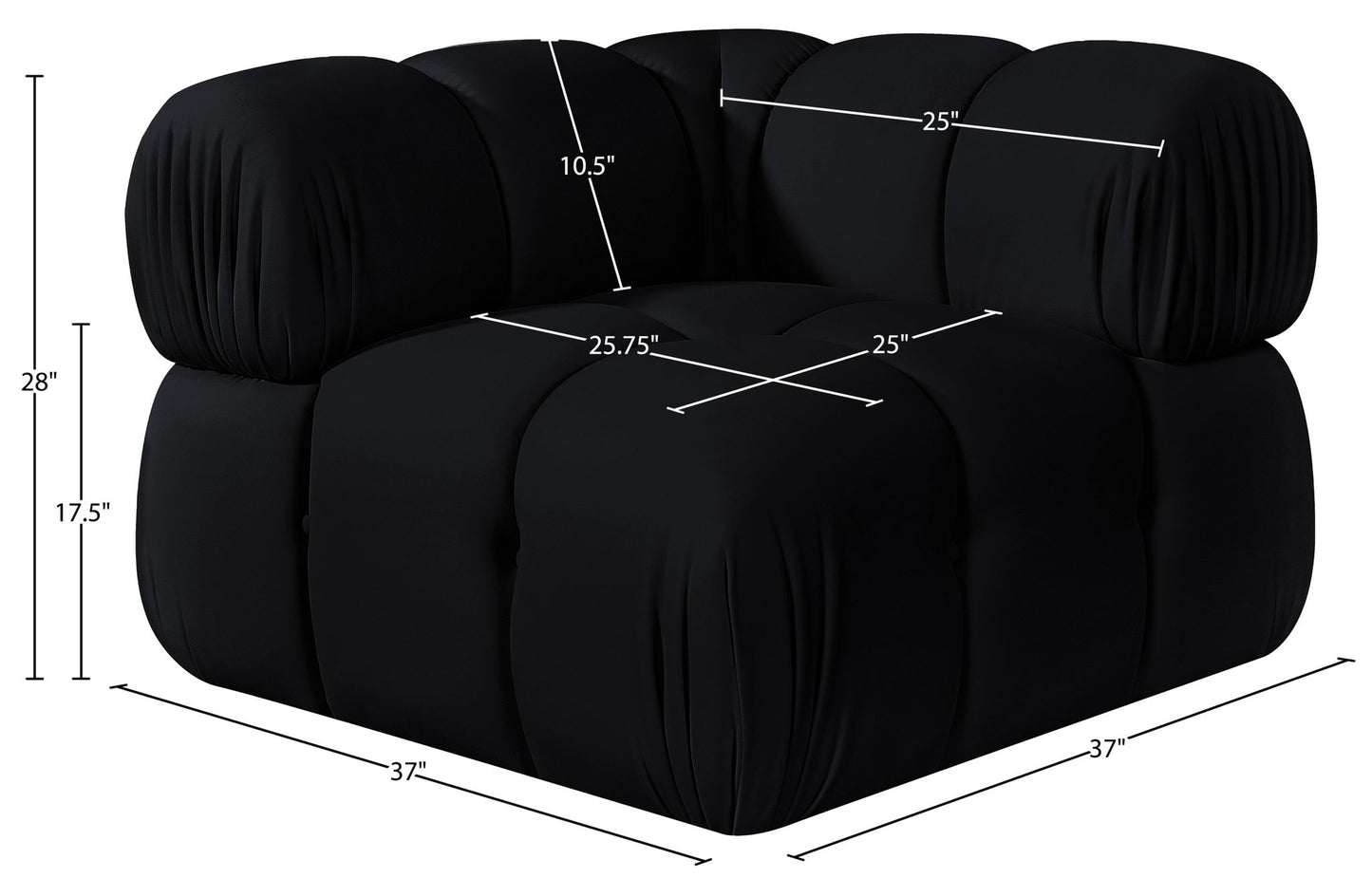 Orin - Velvet Performance Fabric Upholstered Modular Corner Chair