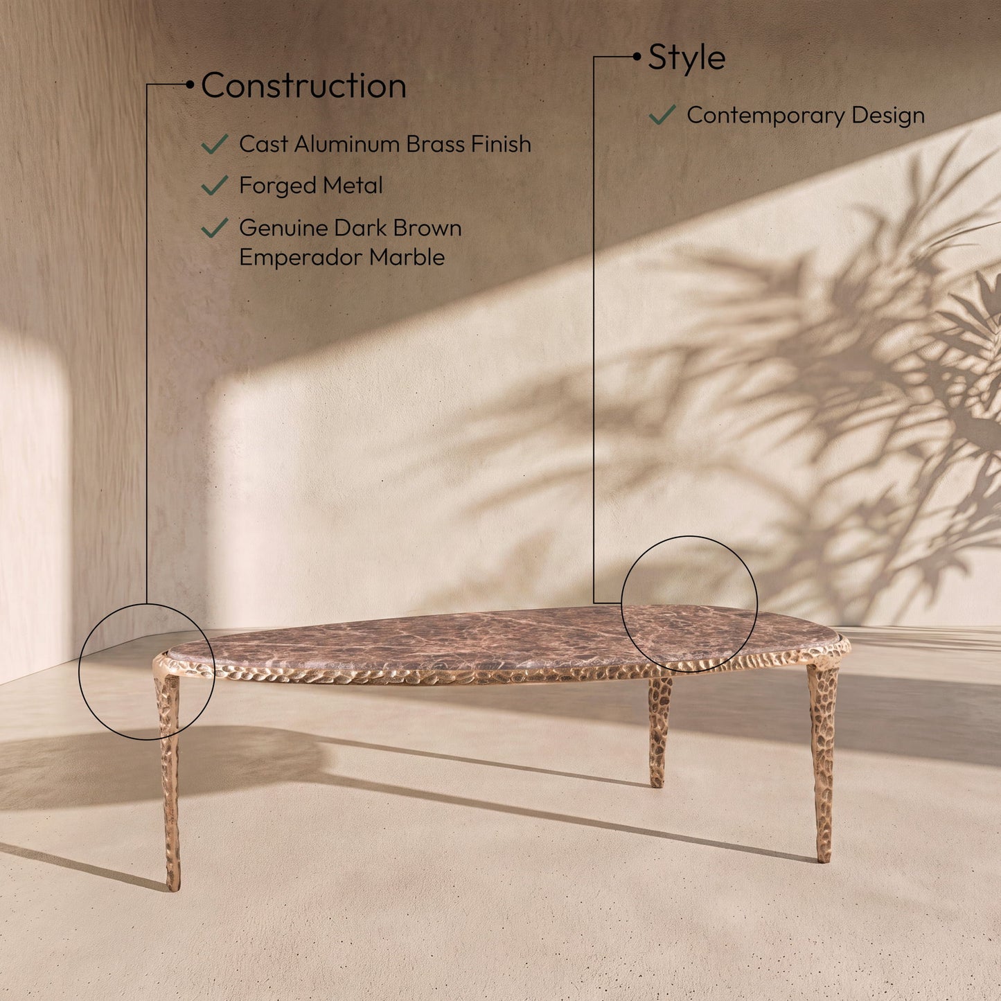 Gild - Aluminum Base And Genuine Marble Top Table