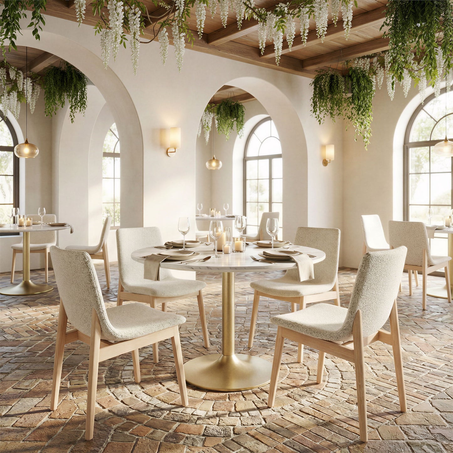 Ithaca - Dining Table - White / Gold