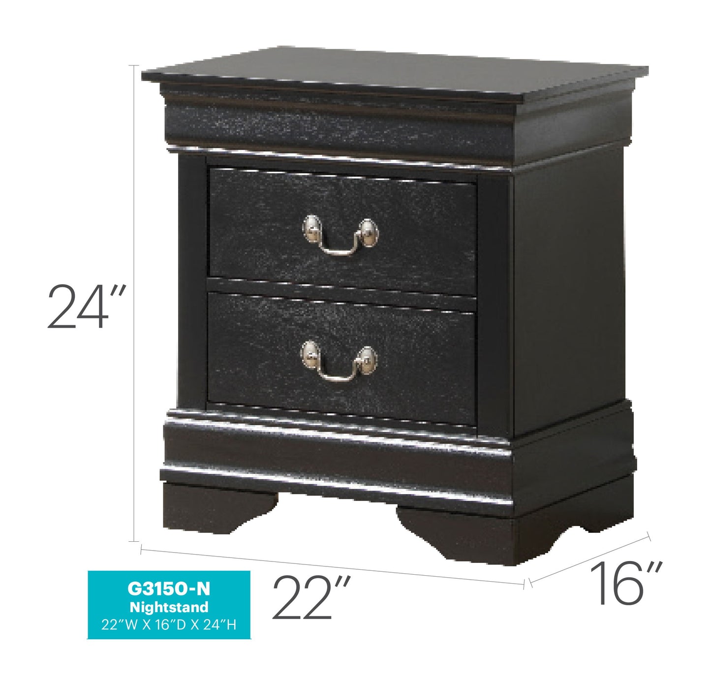 Glory Furniture - Louis Phillipe - 2 Drawer Nightstand