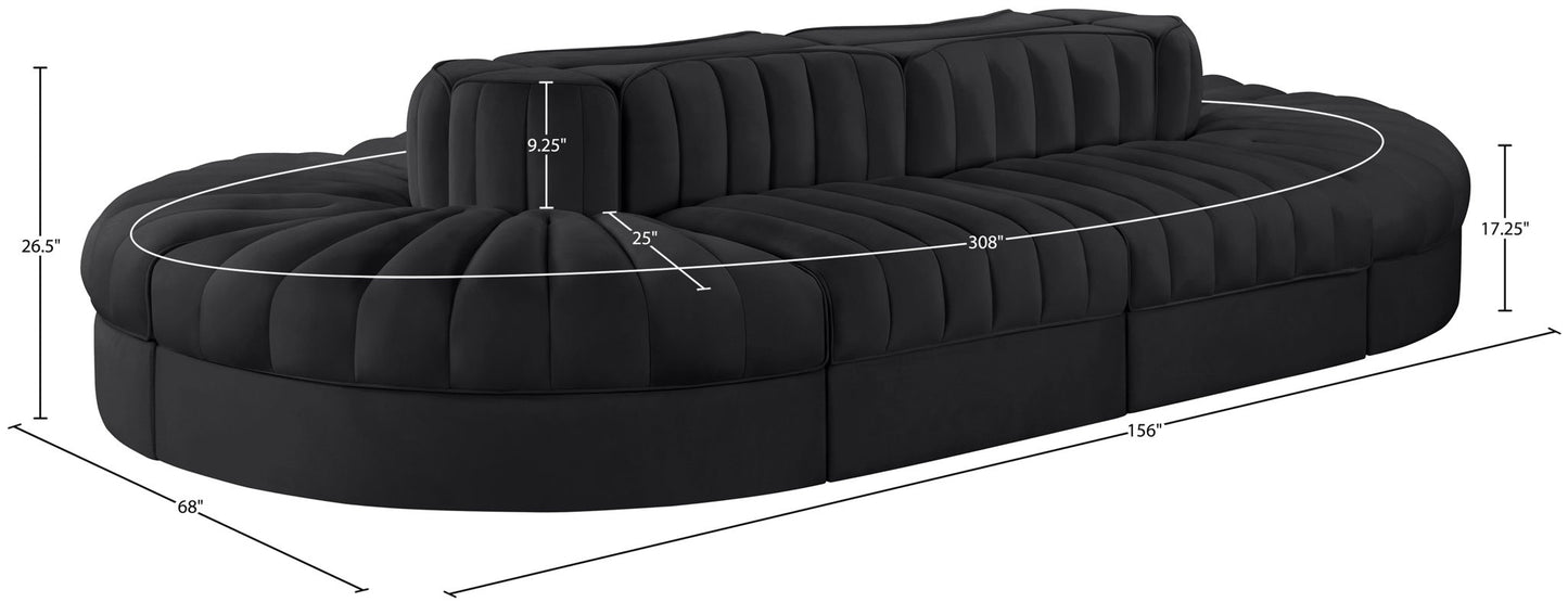 Rummi - Oval Velvet Performance Fabric Upholstered 8 Piece Modular Sectional